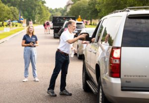 Dr. Costin present during move in day for students at CSU