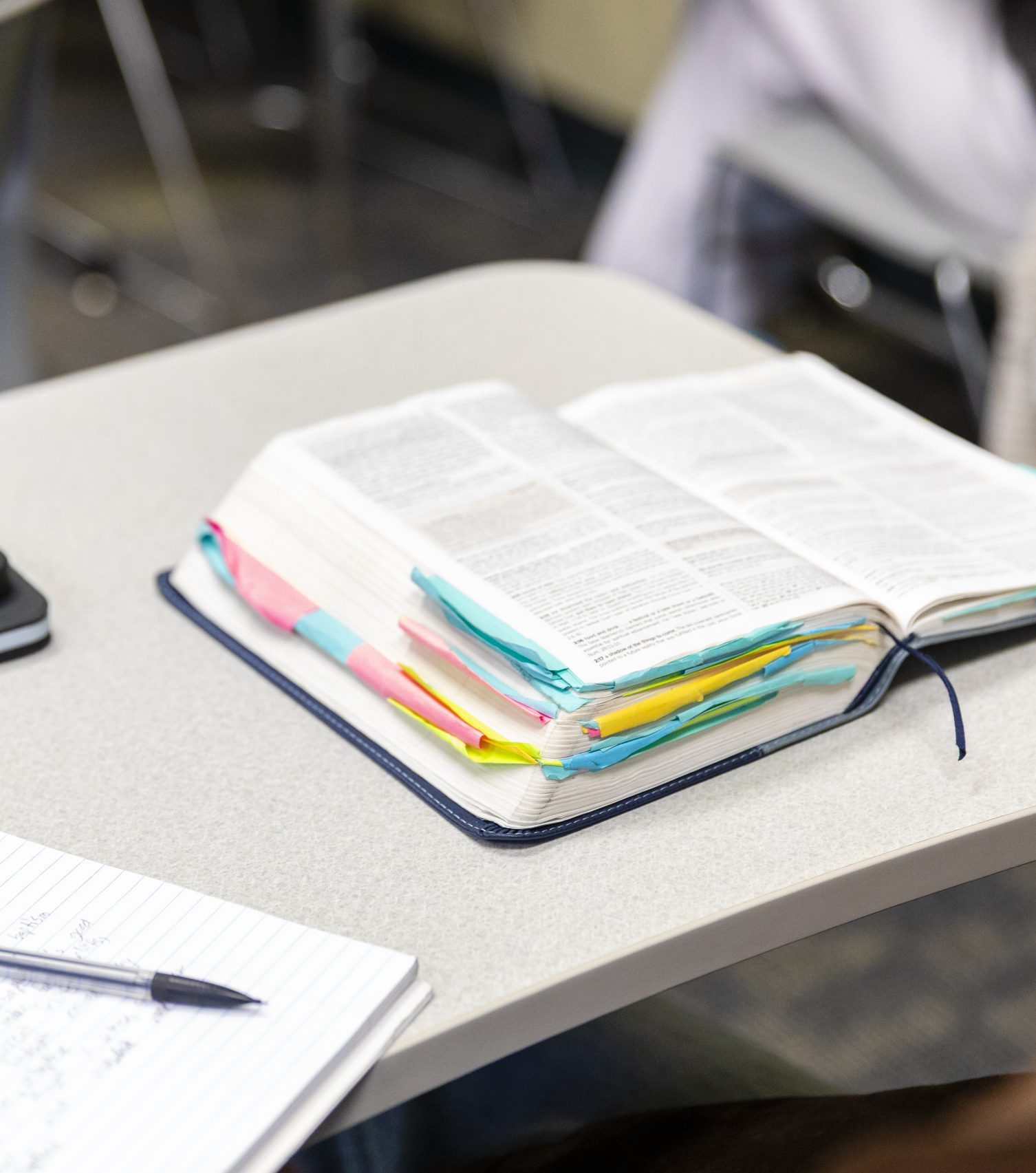 Bible open on desk