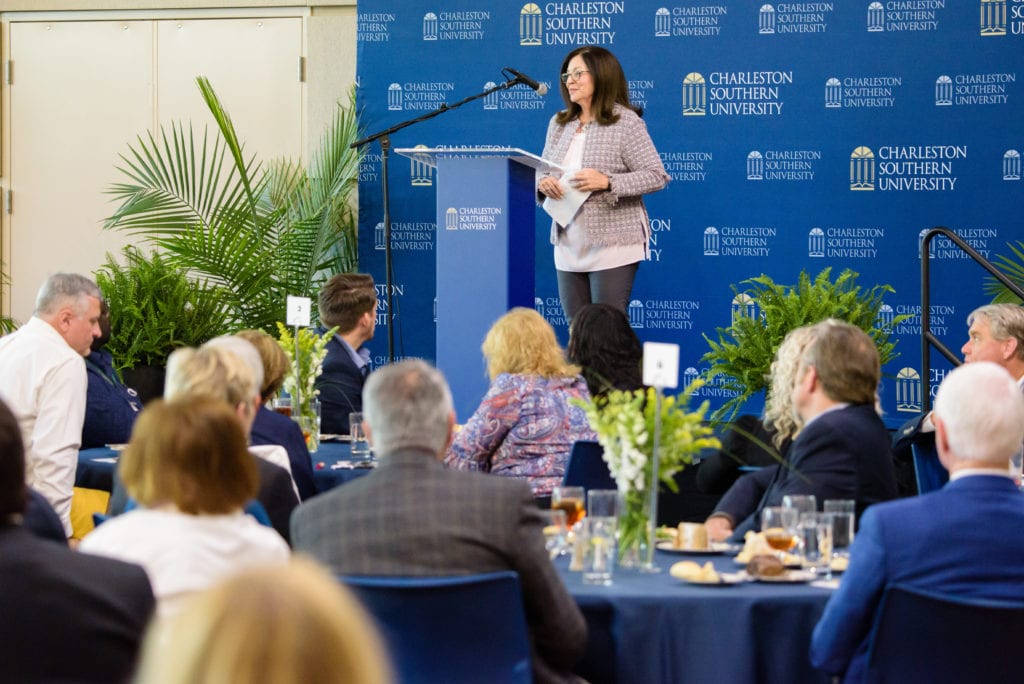 Anita Zucker, chair and CEO of The InterTech Group Inc., shared her personal experiences with the Deweys at Charleston Southern University