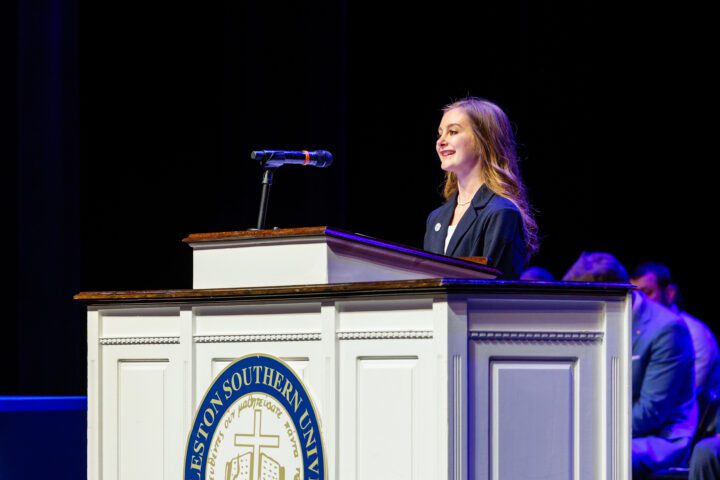 Student speaking at the 61st Annual Academic & Student Life Awards