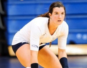 Volleyball player Ashley Black on the court.