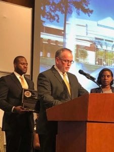 Clark Carter gives speech upon receipt of the Humanitarian Award