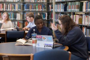 Students studying in the library