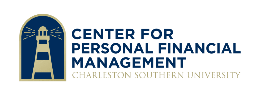 The Center for Personal Financial Management logo Navy Gold.