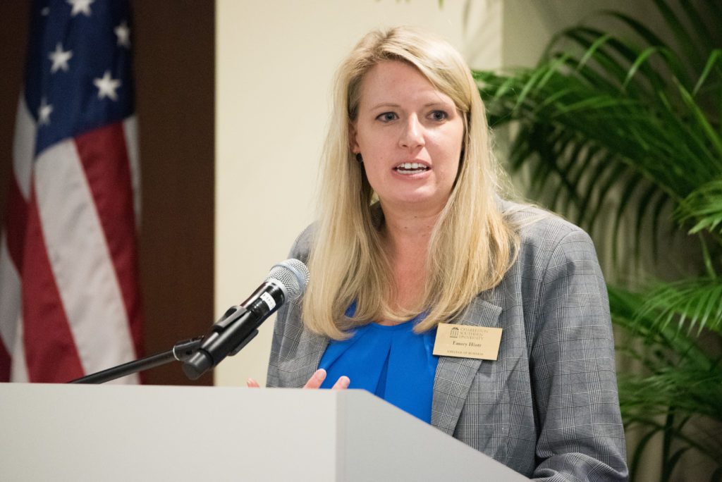 Emory Hiott gives a speech