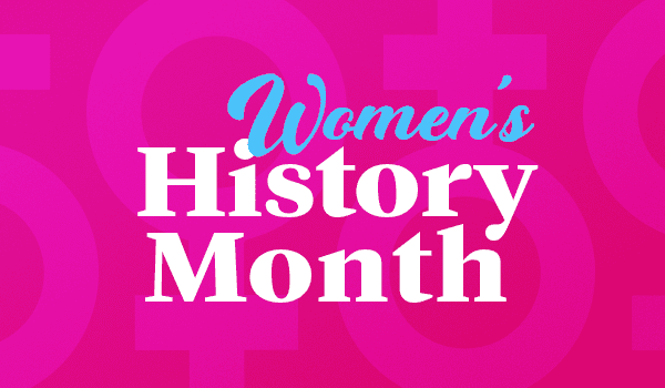 A pink poster of the Women's History Month
