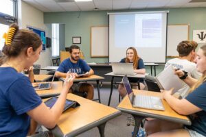 Charleston Southern University psychology group of students in a classroom.