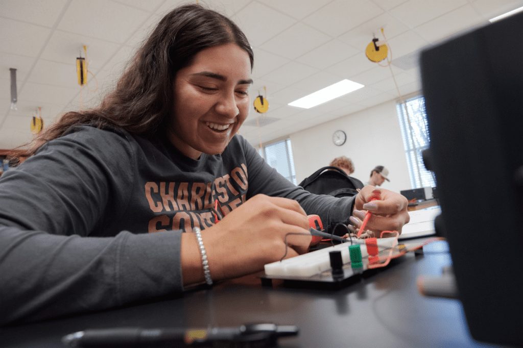 Charleston Southern engineering student in classroom