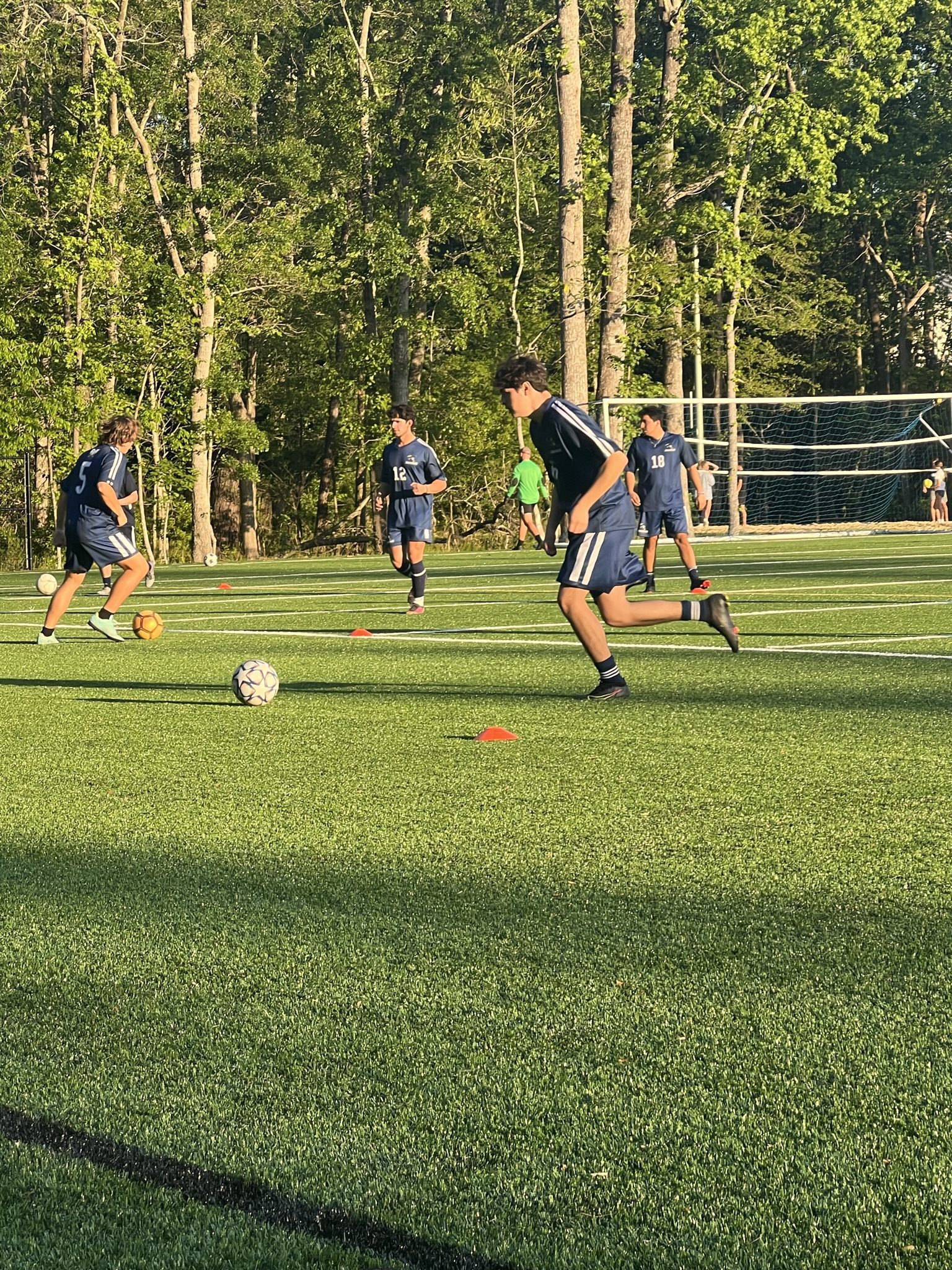 Men's soccer club are practicing